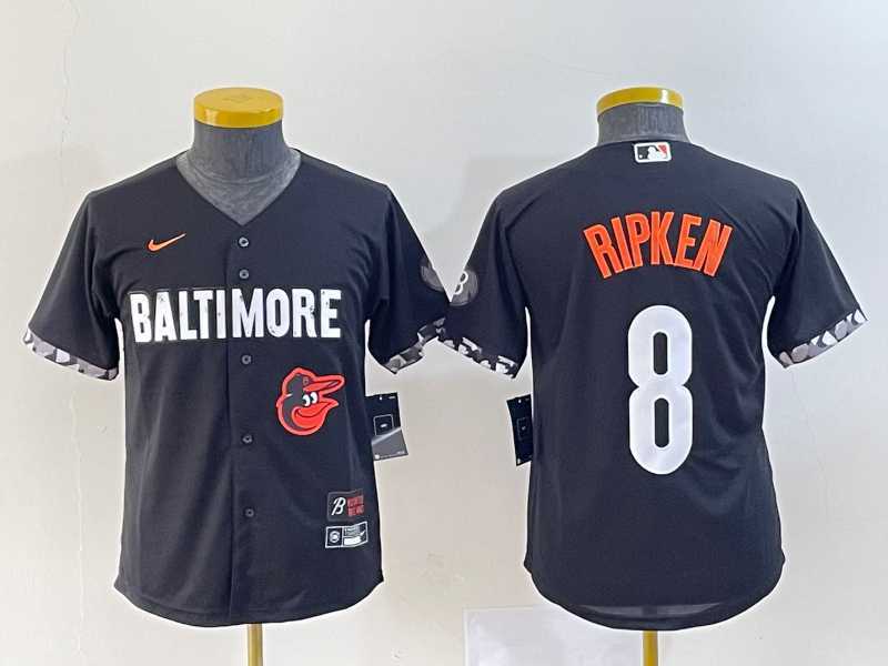 Youth Baltimore Orioles #8 Cal Ripken Jr Black 2023 City Connect Cool Base Stitched Jersey->mlb youth jerseys->MLB Jersey